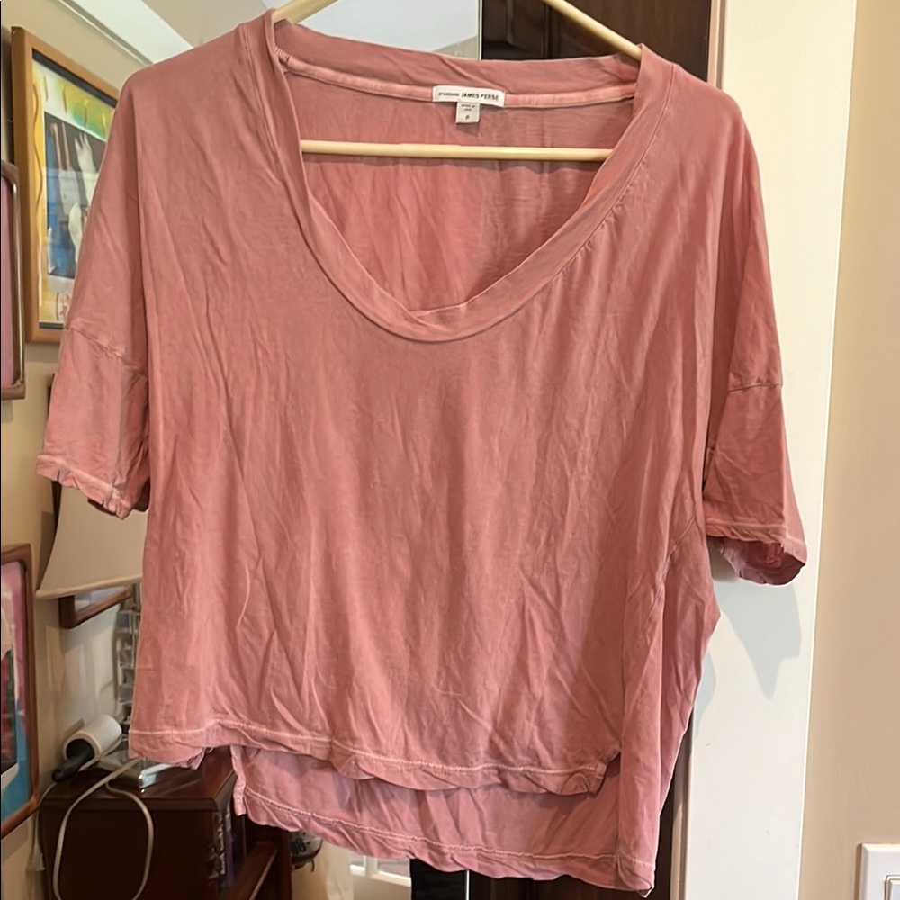James Perse Pink Crop Relaxed T-Shirt
